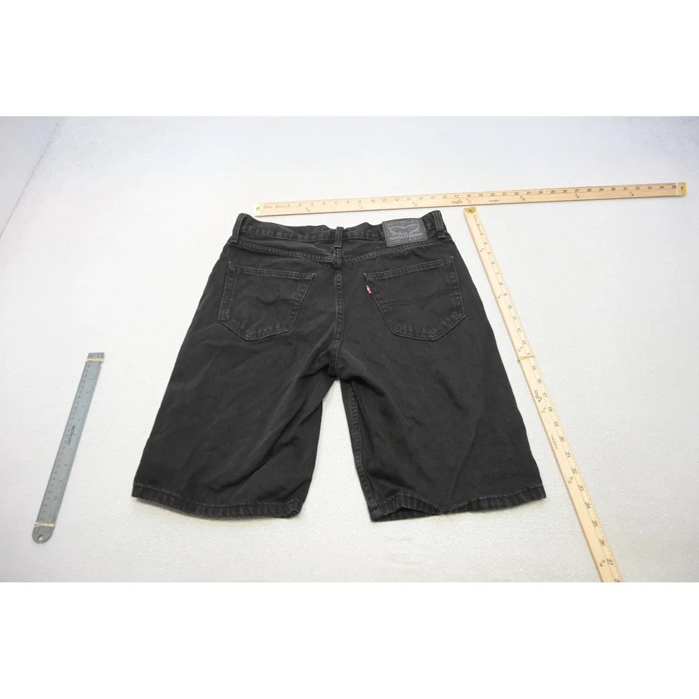 Levis 469 Loose Fit Denim Jean Shorts Mens 34 Black Cotton Casual Excellent